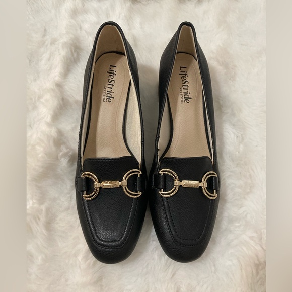 Bliss Black Loafers with Gold Accent 6.5 - Picture 3 of 5